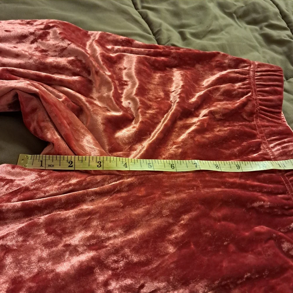 Fabletics Crushed Velvet Pants M Jacket Large Set Go To Wide Leg Strawberry Red